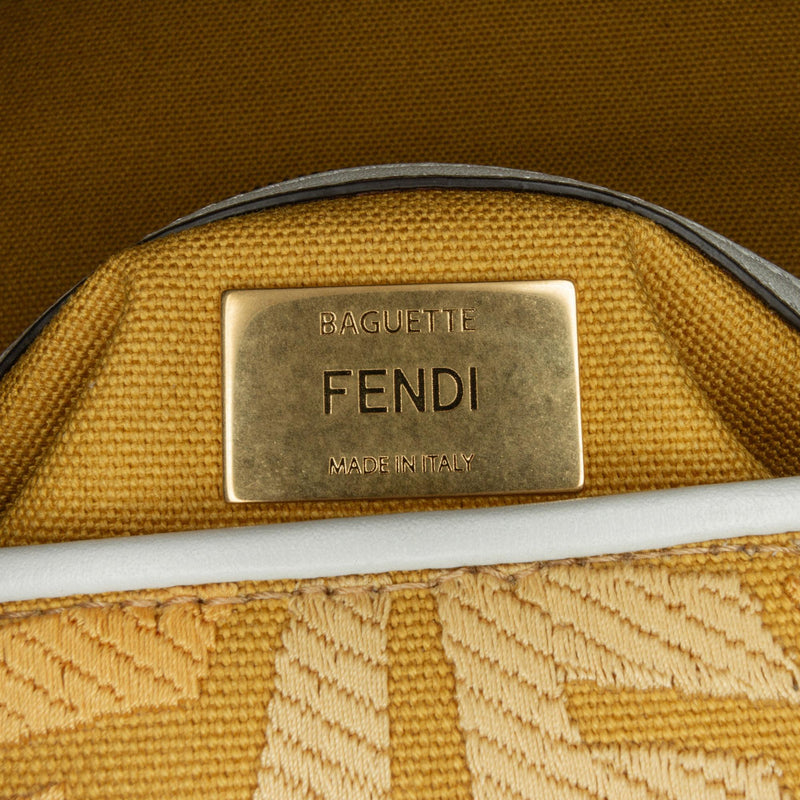 Fendi Sarah Coleman FF Canvas Fisheye  Baguette Satchel (SHG-aug0AB)