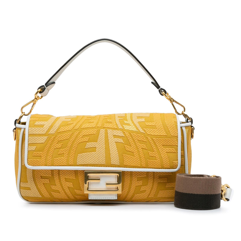 Fendi Sarah Coleman FF Canvas Fisheye  Baguette Satchel (SHG-aug0AB)