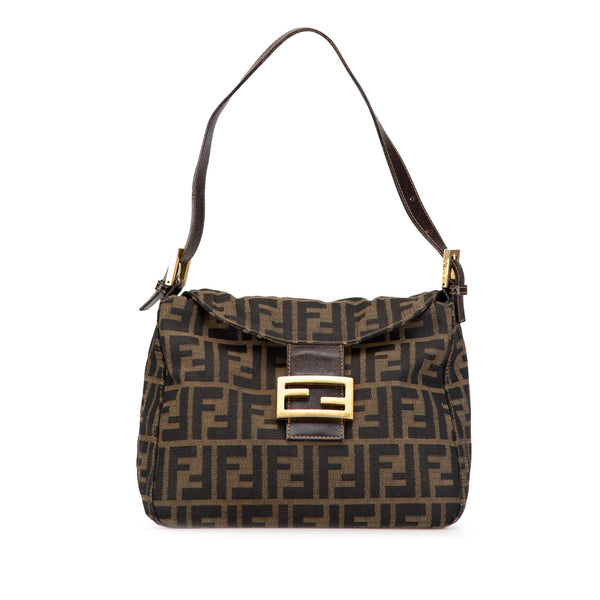 Fendi Zucca Canvas Double Flap Shoulder Bag (SHG-yawuvE)