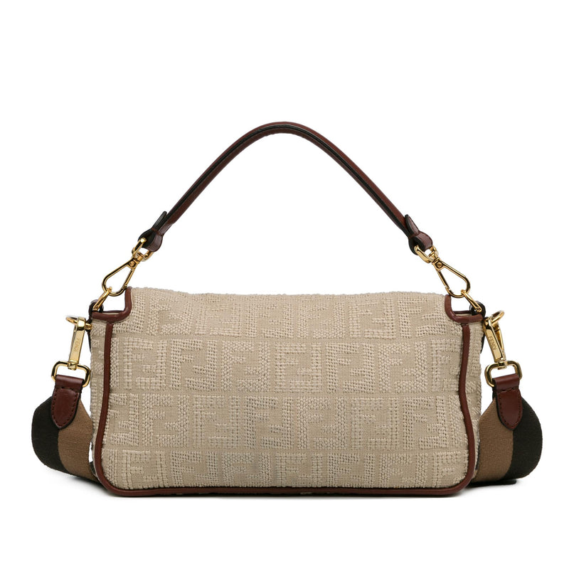 Fendi Zucca Embroidered Canvas Baguette Satchel (SHG-EhV62g)