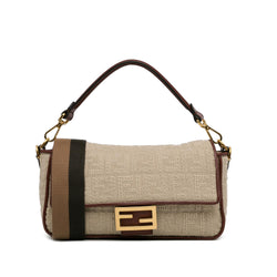 Fendi Zucca Embroidered Canvas Baguette Satchel (SHG-EhV62g)