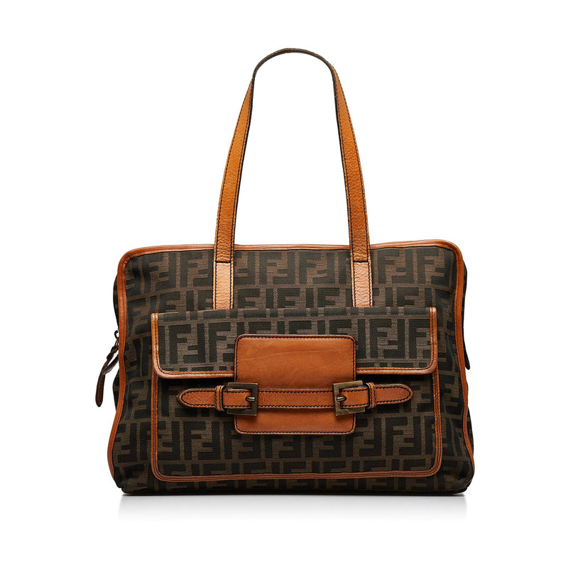 Brown Zucca Canvas and Red Leather Selleria Boston Bag