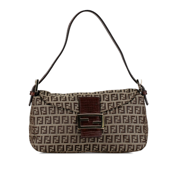 Fendi Zucchino Canvas Double Flap Shoulder Bag (SHG-mBkFfe)