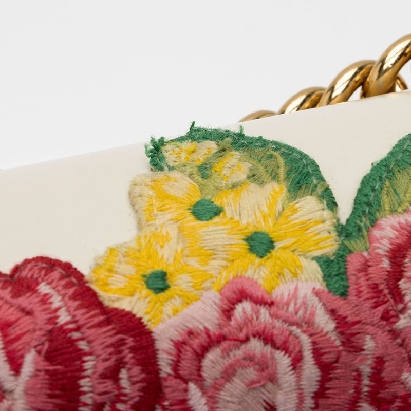 Gucci Small Floral Embroidered Padlock Shoulder Bag