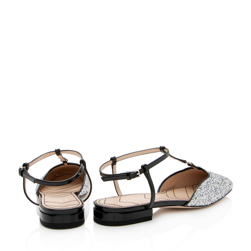 Gucci Calfskin Glitter Double G Slingback Flats - Size 7 / 37 (SHF-5KGtZj)