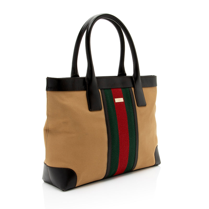 Gucci Canvas Web Tote (SHF-FI6lfc)