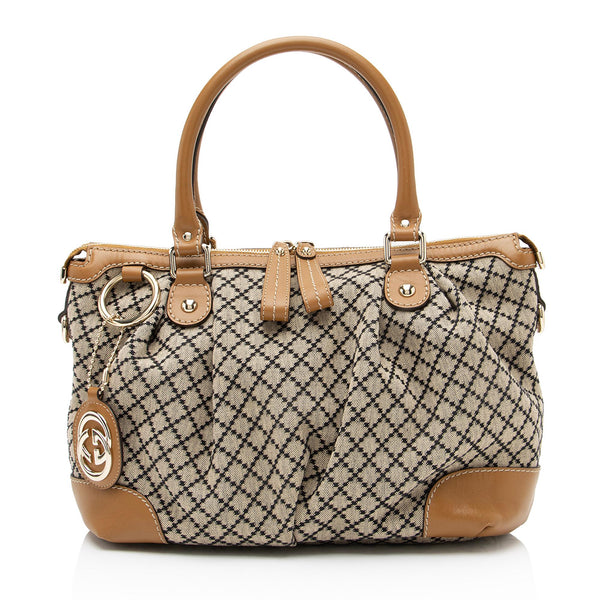 Gucci Diamante Canvas Sukey Top Handle Medium Satchel (SHF-23618)