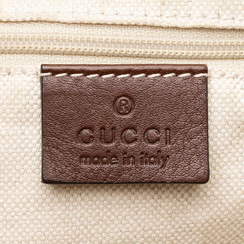Gucci - Embossed Leather Monogram Speedy Medium Brown Top Handle