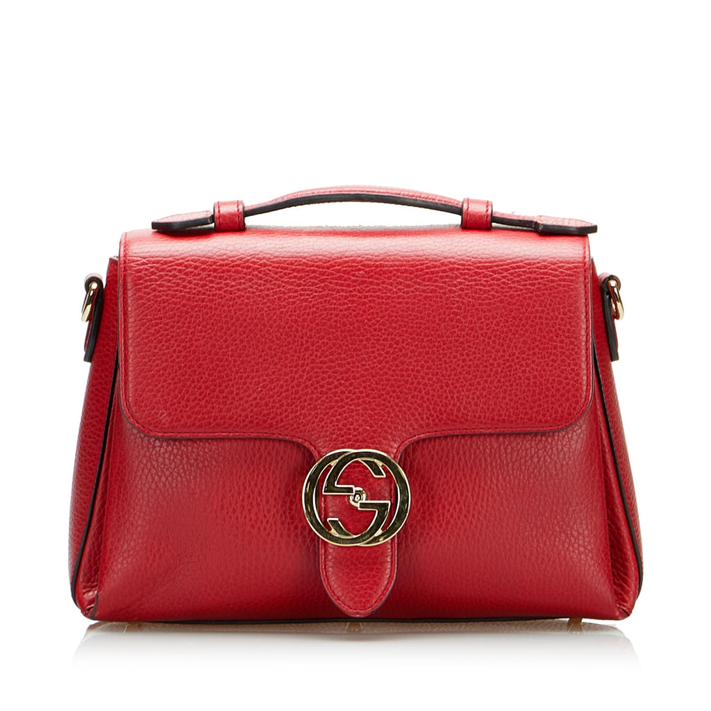 Gucci Grained Calfskin Interlocking G Medium Shoulder Bag (SHF