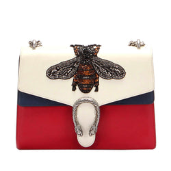 Gucci Bee Embellished Shoulder Bag in Red