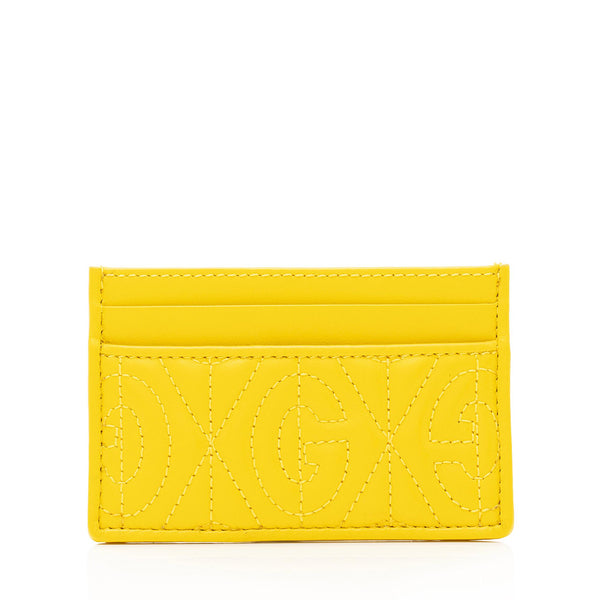 Gucci G Rhombus Quilted Leather Card Case (SHF-23858)