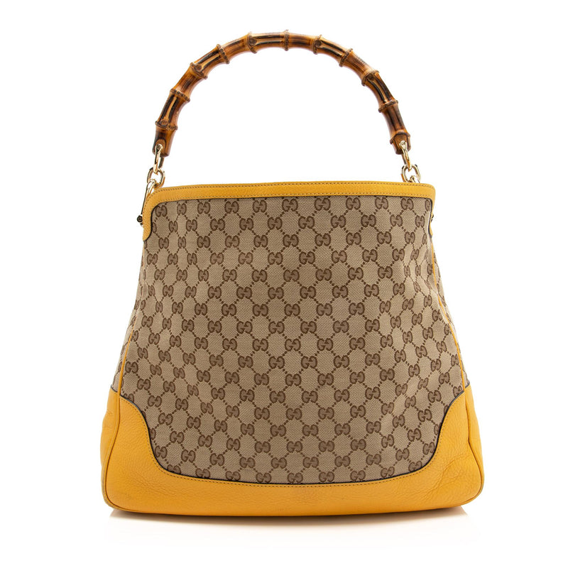 Gucci GG Canvas Bamboo Diana Medium Shoulder Bag (SHF-23523)