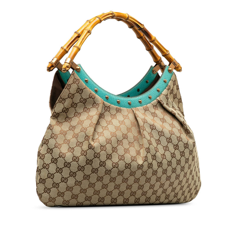 Gucci GG Canvas Bamboo Studded Handbag (SHG-7VMhOz)
