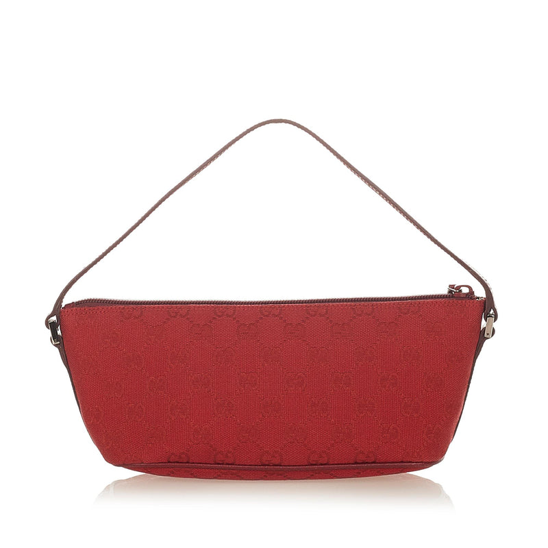 Gucci Mini Baguette Pochette Boat Red GG Monogram Bag