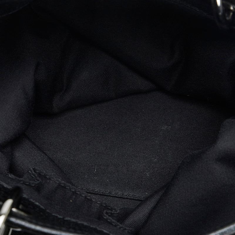 Gucci classic black canvas & leather shoulder bag handbag tote baguette  purse
