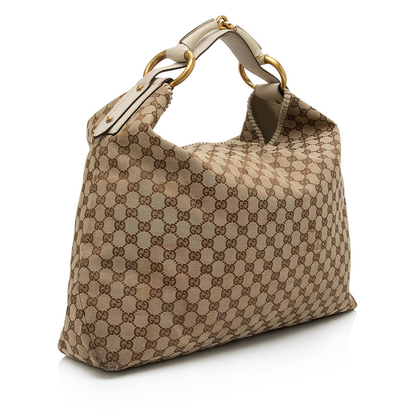Gucci GG Canvas Large Horsebit Hobo - Brown Hobos, Handbags