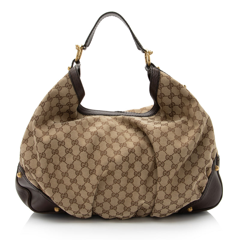 Gucci GG Canvas Jockey Large Hobo (SHF-boog0J) – LuxeDH