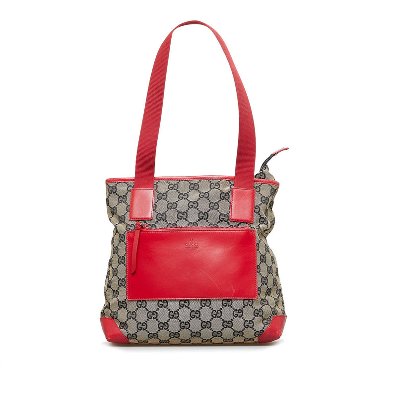 Gucci Red GG Canvas and Patent Leather Shoulder Bag