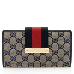 Gucci Original GG Canvas French Wallet in Beige and Red