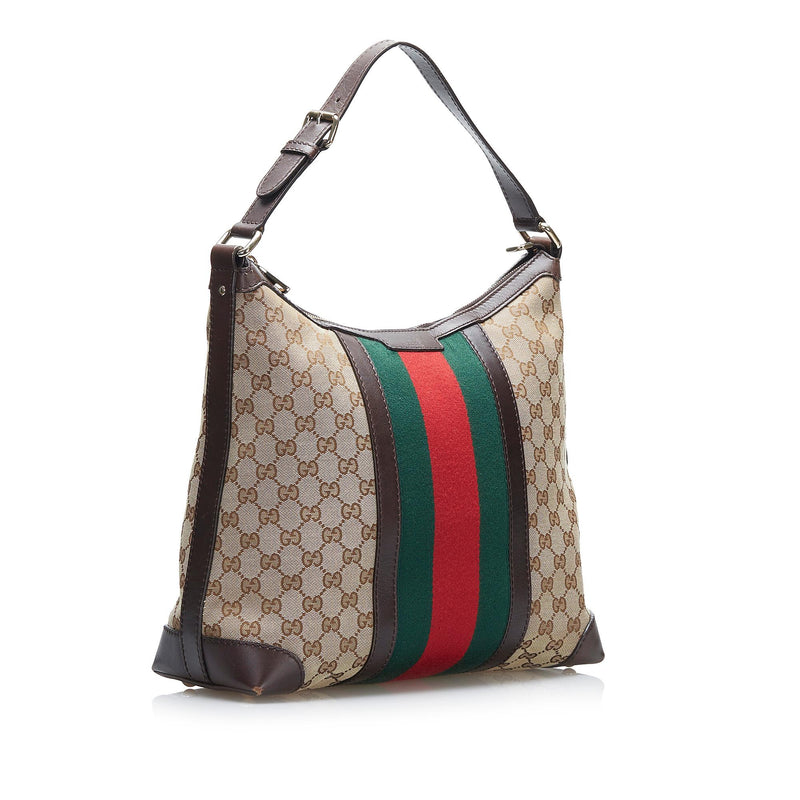 Gucci - GG Canvas Vintage Web Medium Hobo Shoulder Bag