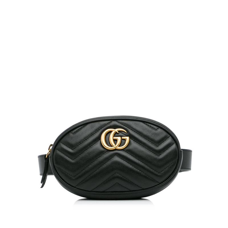 White GG Marmont leather belt bag, Gucci