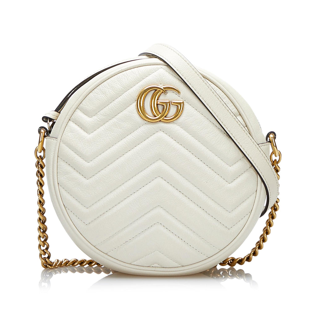 Gucci, GG Marmont Mini crossbody bag, Women, White, Unisize, Shoulder Bags, Calf Leather