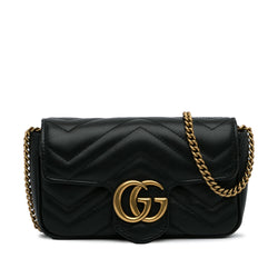 Black GG Marmont super mini leather cross-body bag, Gucci