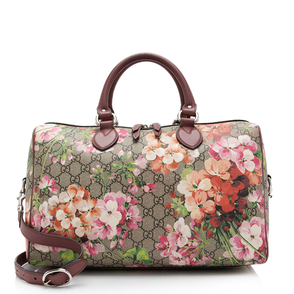 Gucci Duffle Bag Blooms GG Supreme Monogram Floral Print Medium