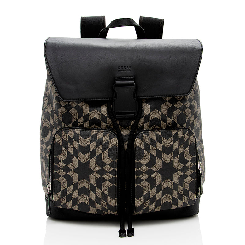 Gucci Front Zipper Pocket Backpack Monogram GG Supreme Beige/Black in  Coated Canvas with Silver Tone - US