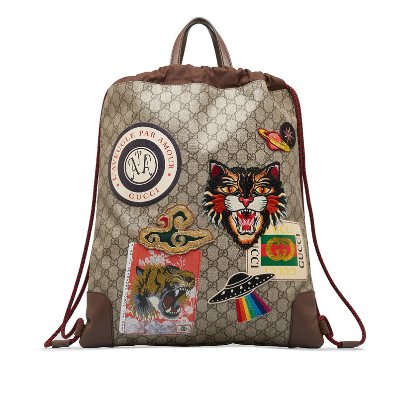 Gucci GG Supreme Courrier Drawstring Backpack SHG qOBCtH LuxeDH