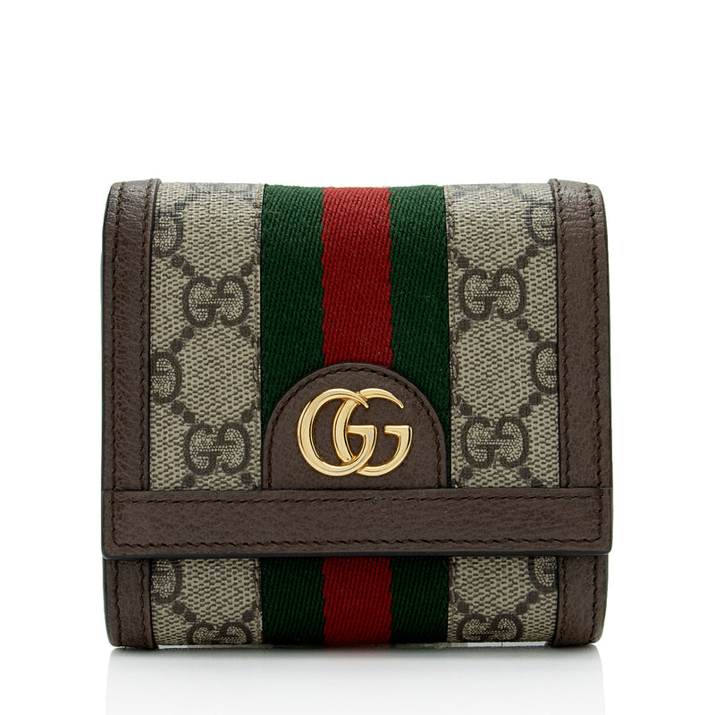 Gucci GG Supreme Canvas Leather Long Flap Wallet -Excellent Condition&  Authentic