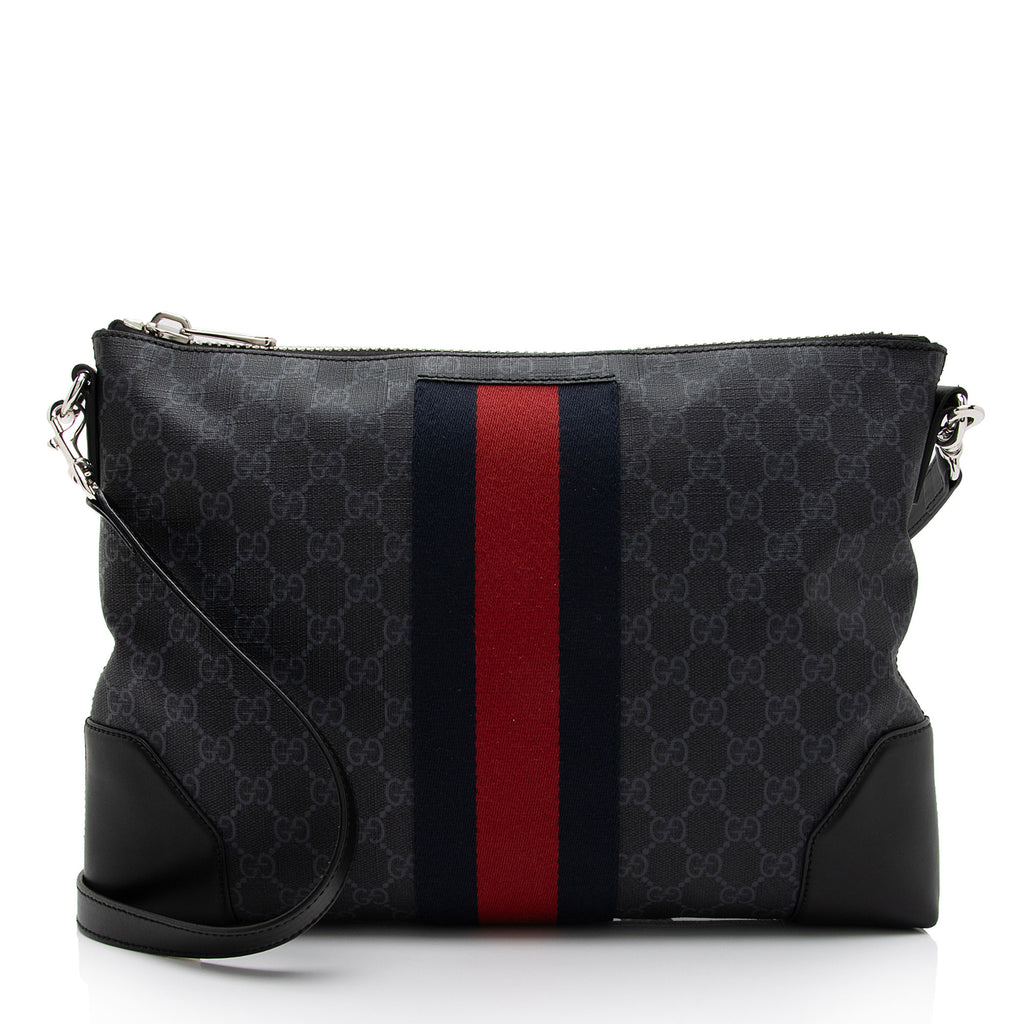 Gucci Web Flap Messenger Bag Gg Coated