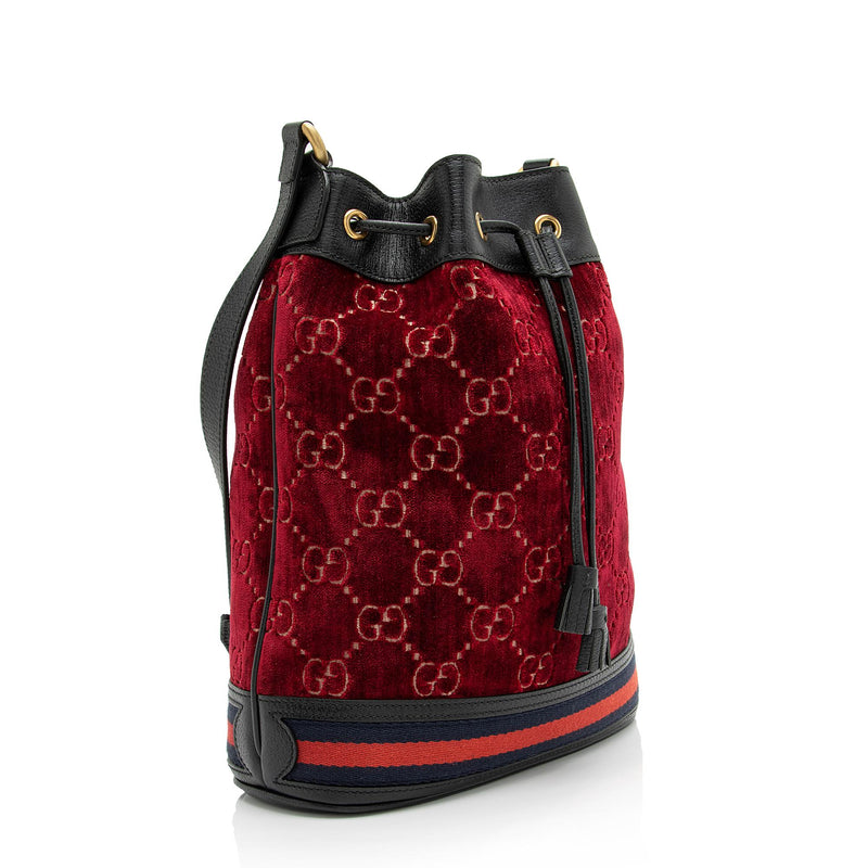 Gucci GG Velvet Web Bucket Bag (SHF-23776)