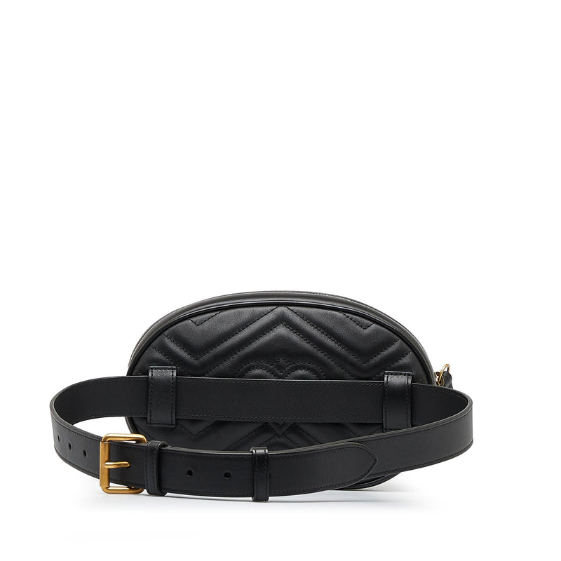 Gucci Black GG Marmont Matelasse Belt Bag