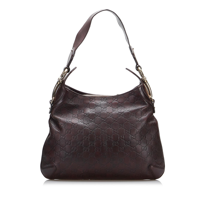 Gucci Creole Horsebit Hobo Dark Brown Leather Small Shoulder Bag