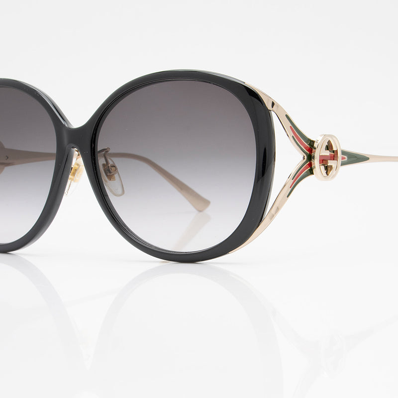 Gucci Interlocking G Web Oversized Oval Sunglasses (SHF-AOBDAt)