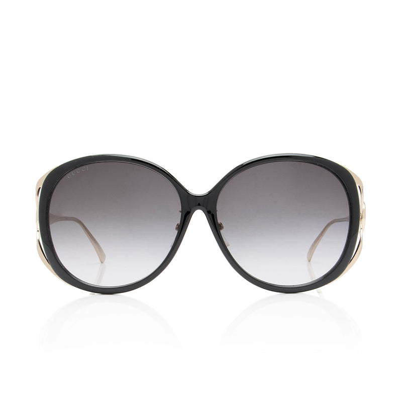 Gucci Interlocking G Web Oversized Oval Sunglasses (SHF-AOBDAt)