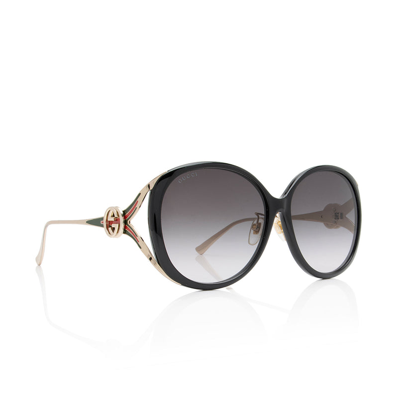 Gucci Interlocking G Web Oversized Oval Sunglasses (SHF-AOBDAt)