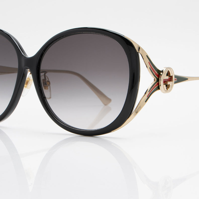 Gucci Interlocking G Web Oversized Oval Sunglasses (SHF-BCVoOP)