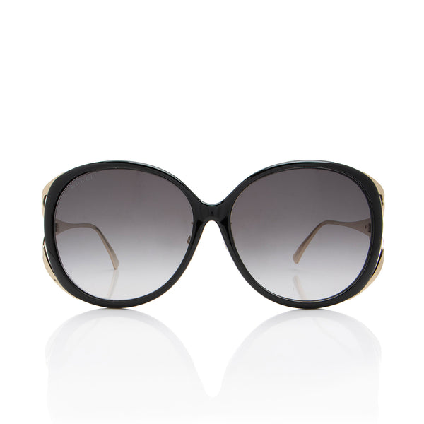 Gucci Interlocking G Web Oversized Oval Sunglasses (SHF-BCVoOP)