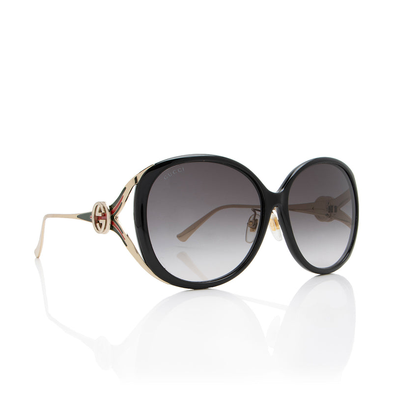 Gucci Interlocking G Web Oversized Oval Sunglasses (SHF-BCVoOP)