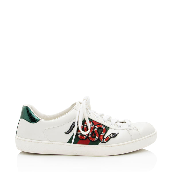 Gucci Leather Kingsnake Ace Sneakers - Men's Size 7 / 41 (SHF-IP5uvq)