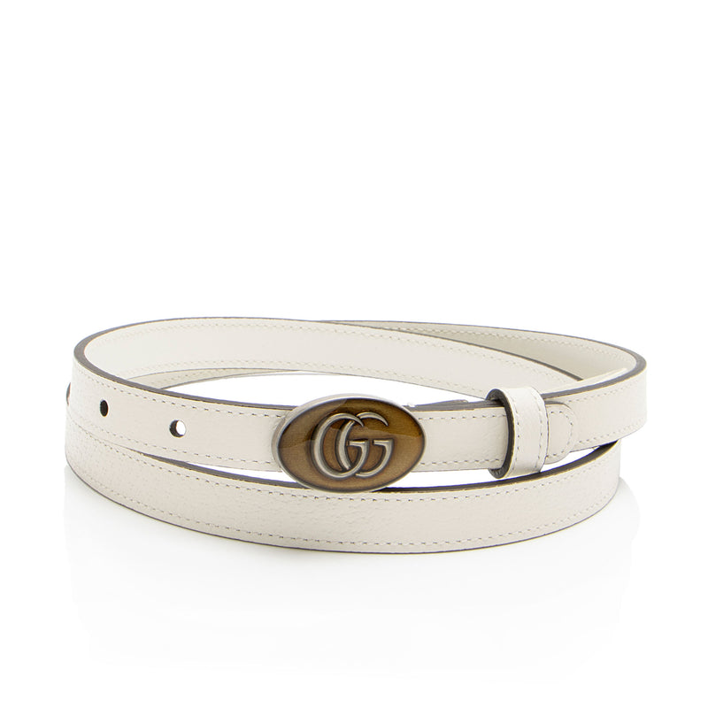 Gucci Leather Enamel GG Slim Belt - Size 36 / 90 (SHF-mDUuLJ)