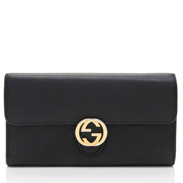 Gucci Leather Interlocking G Continental Wallet (SHF-EensE5)