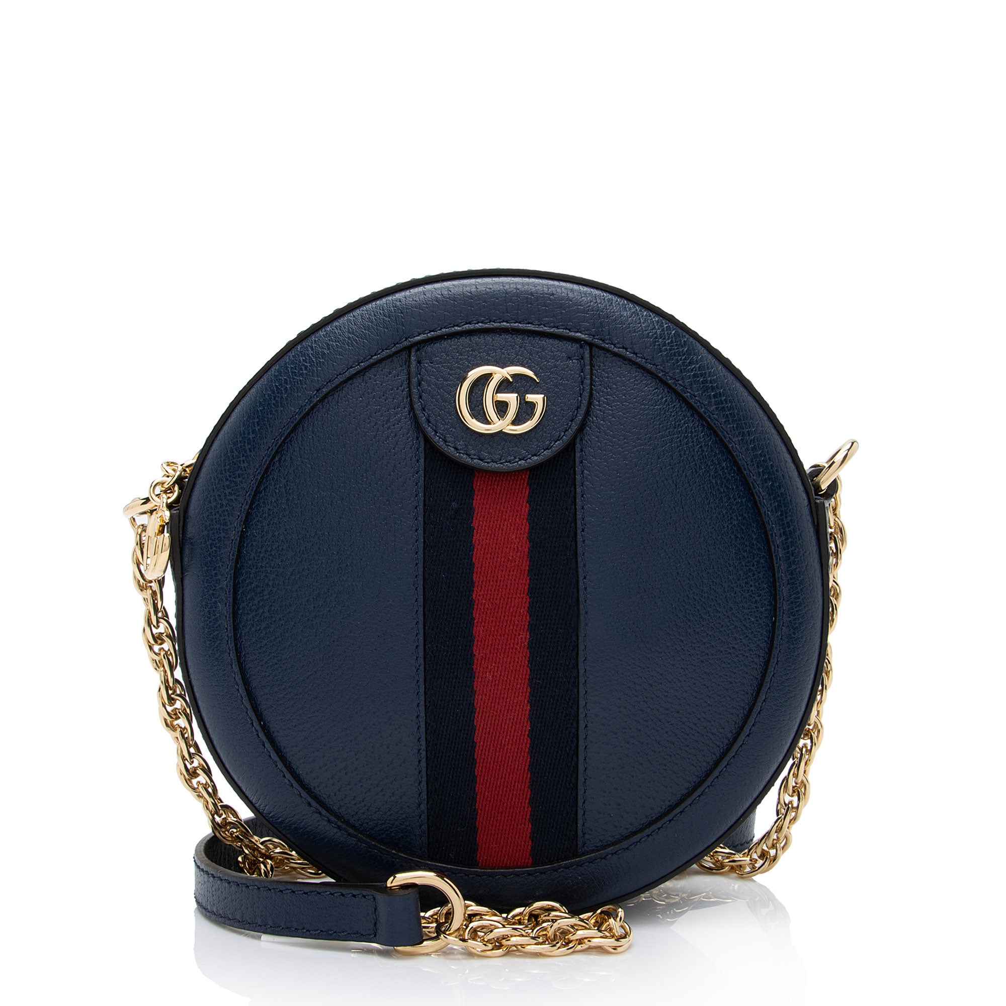 Gucci Leather Ophidia Round Mini Shoulder Bag (SHF-vucmu1)