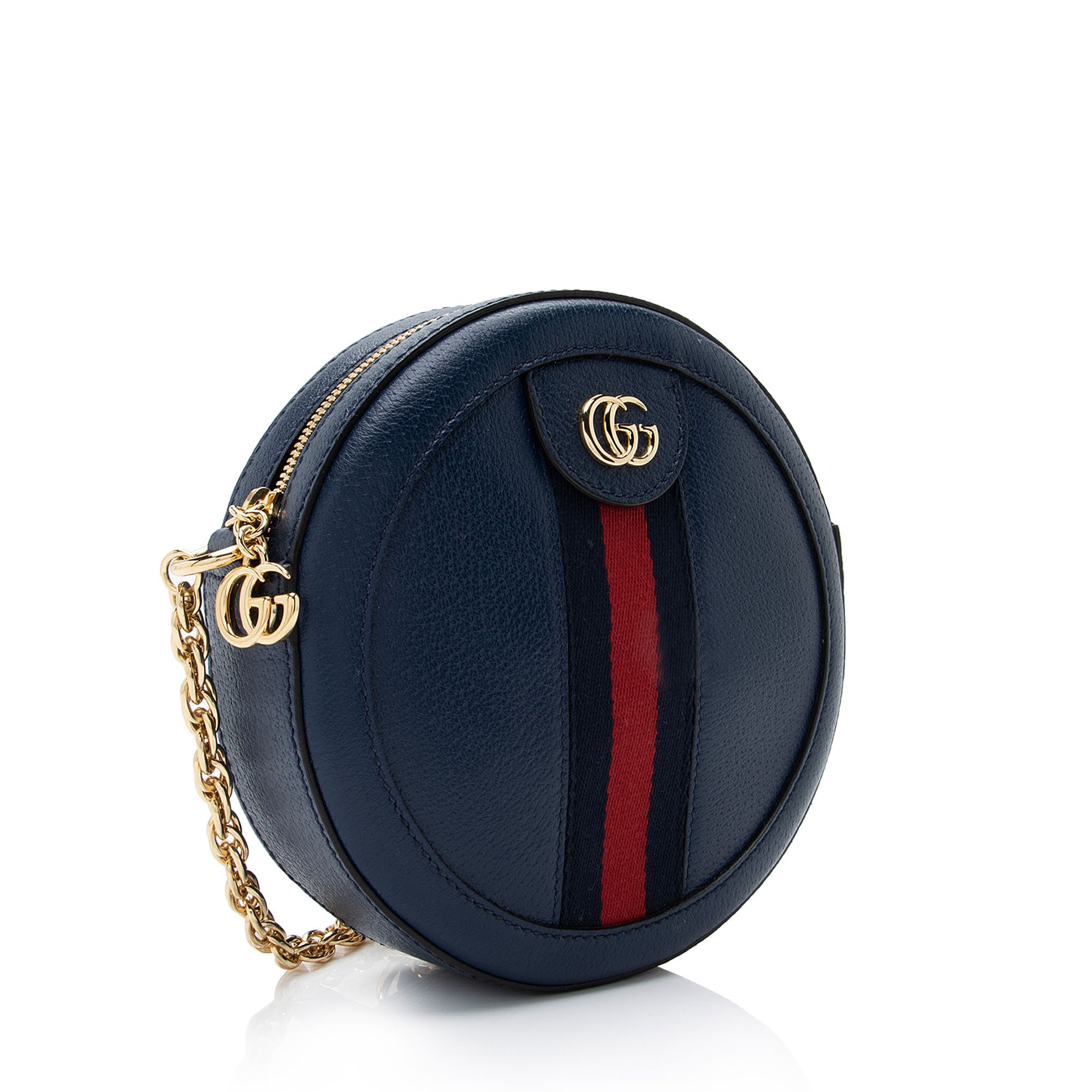 Gucci Leather Ophidia Round Mini Shoulder Bag (SHF-vucmu1)