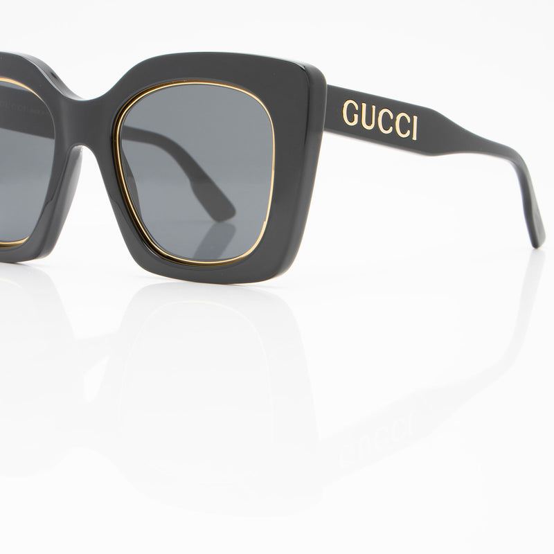 Gucci Logo Oversized Butterfly Sunglasses (SHF-LGwBG2)