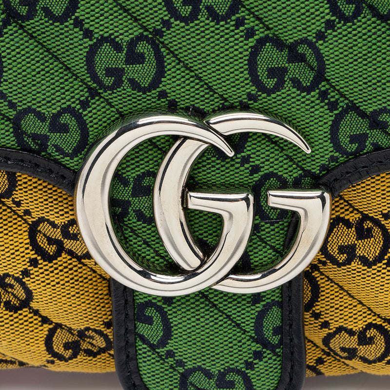 New Green Gucci Mini Phone Flap Crossbody Bag Multicolor GG Canvas
