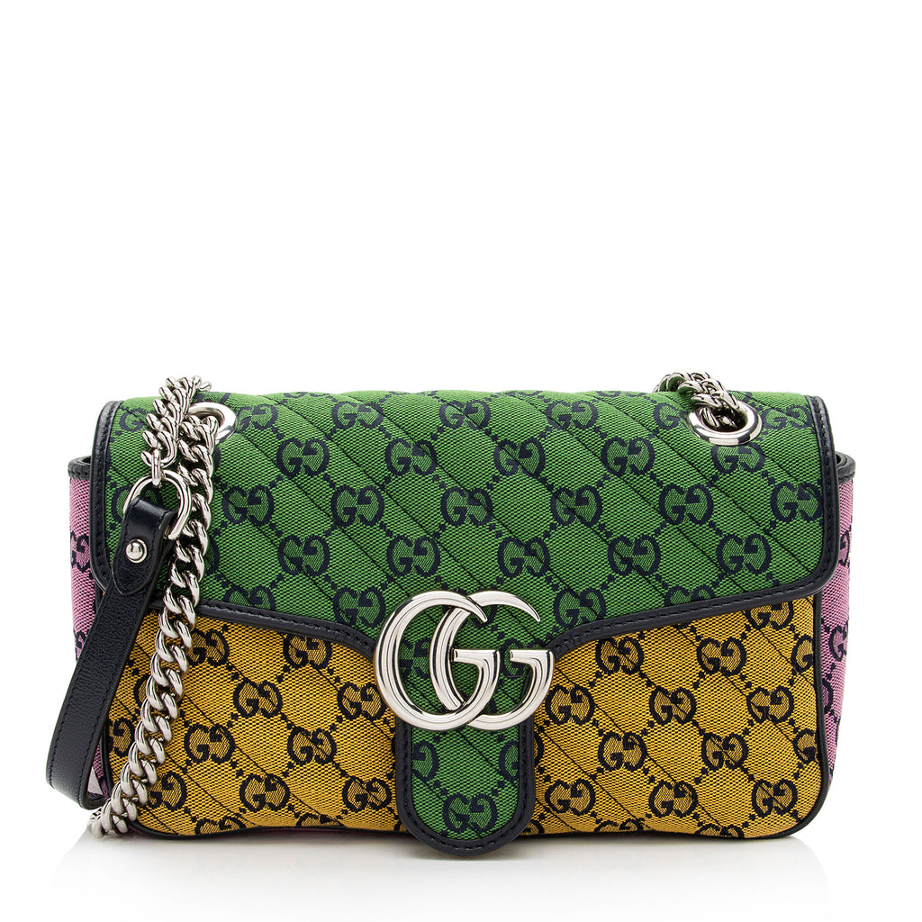 Gucci Beige GG Canvas Small Crossbody Messenger Bag Silver