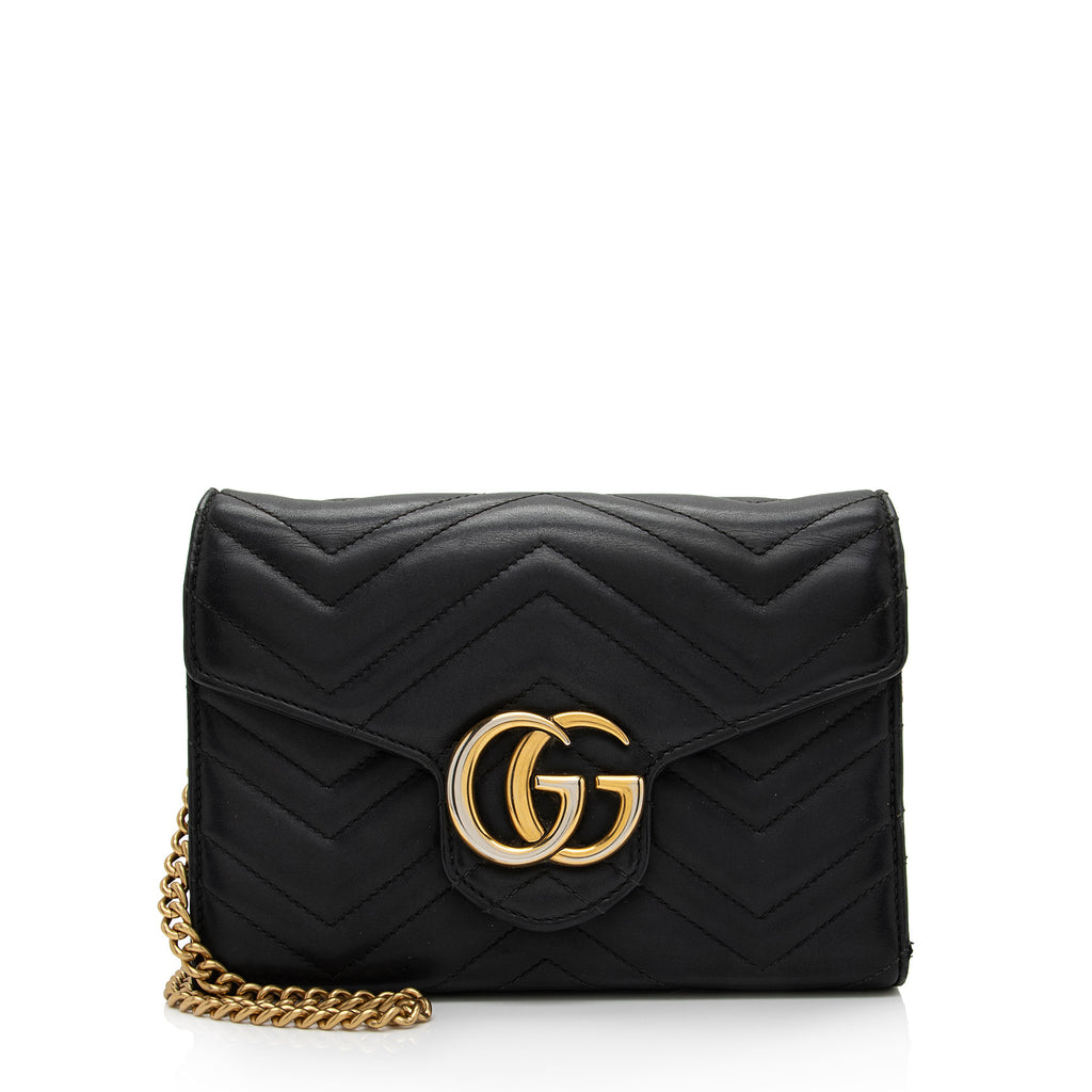 GG Marmont matelassé mini bag in black leather